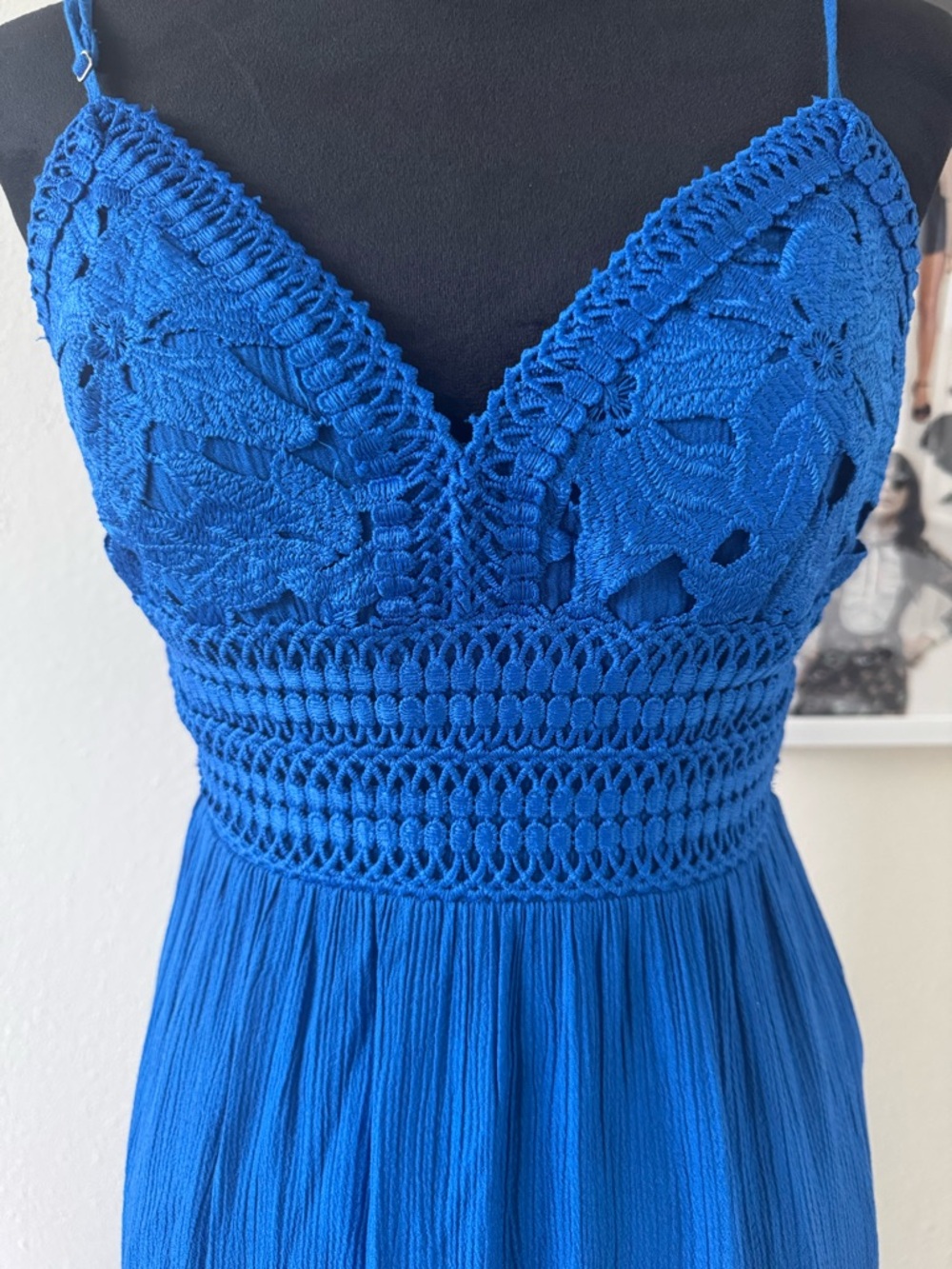 Love Tree Royal Blue Crochet Bodice Maxi Dress - Picture 4 of 5